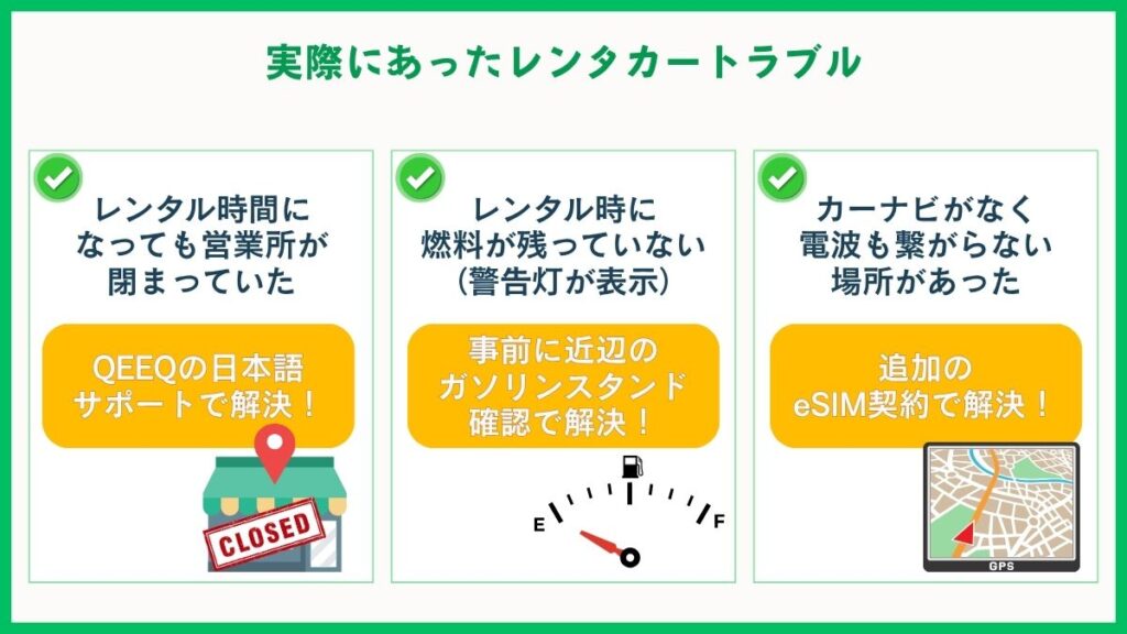 実際にあったレンタカートラブル